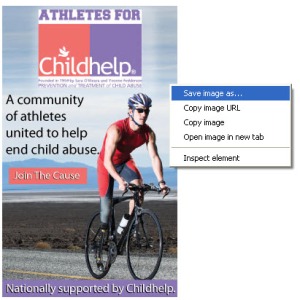 Athletes For Childhelp web banner save as instructions